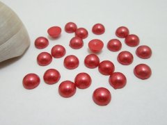 (image for) 1000Pcs 10mm Red Semi-Circle Simulated Pearl Bead Flatback