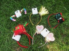 (image for) 6Pcs Xmas Themed Headbands with Ears Mixed Design