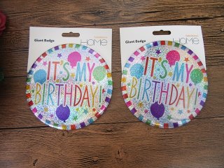 10Pcs Happy Birthday Jumbo Gaint Badges Party Favor 15cm Dia.