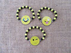 6Pcs Kids Smile Face Emoji Charm Beaded Bracelets Assorted 6Pcs Kids Smile Face Emoji Charm Beaded Bracelets Assorted