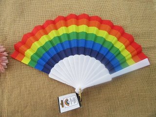 10Pcs Rainbow Folding Hand Fan Pride LGBT Fans Events Dance (image for) 10Pcs Rainbow Folding Hand Fan Pride LGBT Fans Events Dance