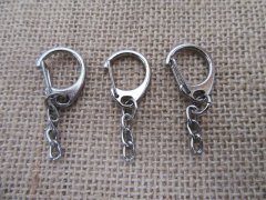 (image for) 100X Silver Swivel D Clasp with Tail Chain for Keyring