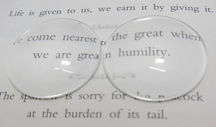 50Pcs Clear Round Glass Magnifying Cabochon Tiles 25mm Beads - Click Image to Close