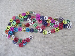 5Strands x 20Pcs Peace Gemstome Beads 20x4mm Mixed Color