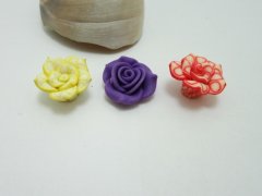 (image for) 100Pcs Fimo Beads Rose Flower Jewellery Finding 20mm Dia. Mixed