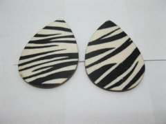 (image for) 100 Zebra-Stripe Teardrop Wooden Beads 62mm long