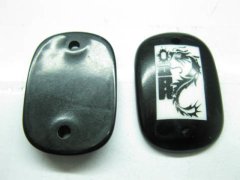 (image for) 100 Bulk Black Dragon Beads w/2-Hole Jewellery Finding
