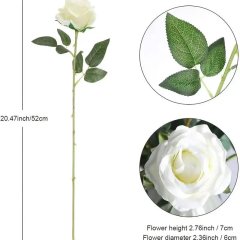 (image for) 12Pcs Artificial Flower White Lifelike Roses Real Touch for Wedding Home Office Decor