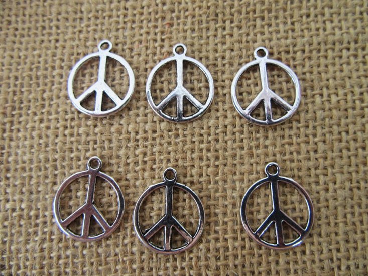 100Pcs New Peace Symbol Beads Charms Pendants Jewellery Findings - Click Image to Close