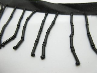 9Mtrs Black Beaded Curtain Trimming Fringe Craft Trim