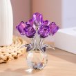 (image for) 1Pc Crystal Purple 7-Headed Rose Flower Bouquet Ornament Eternal Rose Decorative Gift