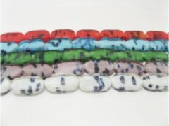 (image for) 80Pcs Rectangle Lampwork glass beads 25x15mm(5 strands)