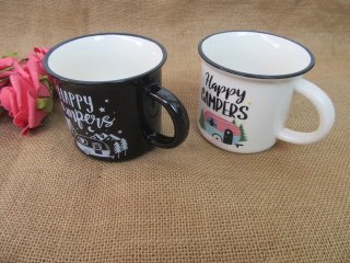 (image for) 5Pcs New Ceramic Mug Camping Cups Coffee Mug Happy Campers