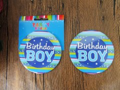 (image for) 15Pcs Blue Birthday Boy Award Badge Pin Kid's Party Favors