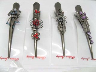 1x12 Chic Designer Flower Rhinestone Hair Clip