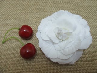 1Pcs Artificial Plum Blossom Flower Hair Clips Brooch - White