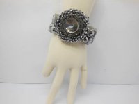4Pcs Ornate Faceted Glass Beads Bracelet - Grey