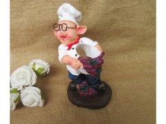 (image for) 1Pc Pig Chef Statue Figures Decoration Room Display