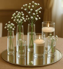 (image for) 4Pcs Round Mirror Bases with Gold Edge – Perfect Wedding Table Centerpieces