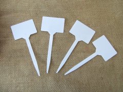 (image for) 6Pkts x 10Pcs White Plastic Garden Tags T-type Plant Labels Seed