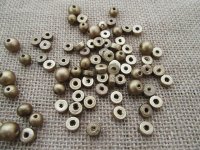 250G Golden Plated Round and Flat Wooden Beads DIY Jewellery Cra