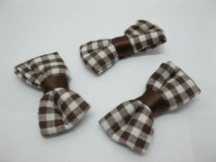 (image for) 200X Brown Coffee Grid Bowknot Bow Tie Applique Embellishments