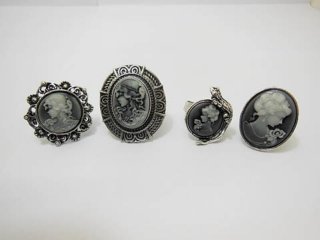 24 New Fashion Lady Cameo Rings Assorted with Display Case