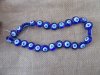 25Pcs Blue Handmade Flat Round Evil Eye Lampwork Beads Charms