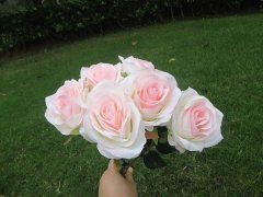 (image for) 12Pcs Light Pink Roses Artificial Flower Home Wedding Decoration