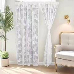 (image for) 2Pcs Butterfly Lace Door Curtain Drapes Entrance Decoration
