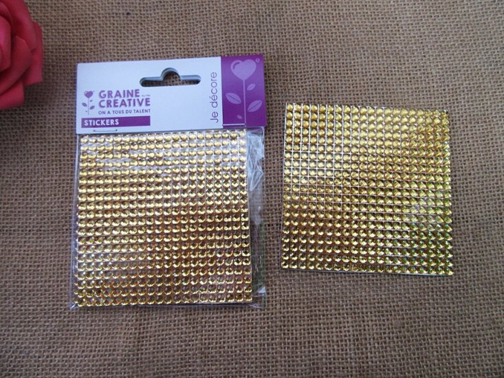 20Sheet Decorative Adhesive Golden Rhinestone Scrapbook Sticker - Click Image to Close