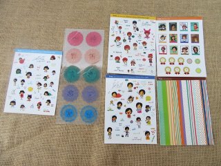 16Sheets Kids Scrapbooking Craft Sticker Notebook Sticker Assort