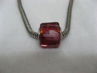 50 Red Murano Cubic Glass European Beads be-g365