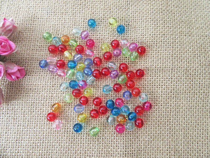 250g (990Pcs) Round Beads Jewellery Findings 8mm DIY Mixed Color - Click Image to Close