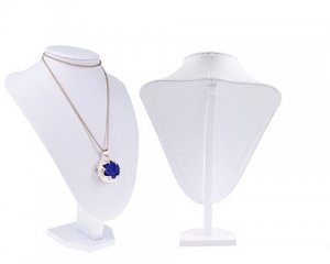 1X White Leatherette Necklace Display Bust Stand 29cm High