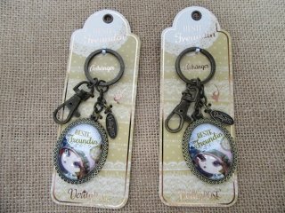 12Pcs Alloy Zinc Antique Unique Oval Key Ring