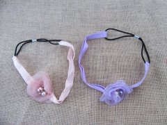 1Pc Elastic Head Band Head Hoop Hairband w/Organza Flower
