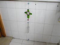 1X New Green Glass Wind Chime with 4 Pipes