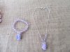 8Set Rabbit Metal Chain Necklace Purple Beaded Bracelet Set