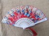 6Pcs Silk Embroidered Colorful Flower Pattern Folding Fans