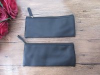 12Pcs Black Leatherette Pencil Case Zipper Bag Makeup Bag Purse