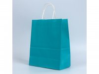 48 Bulk Kraft Paper Gift Carry Shopping Bag 26.7x21x11cm Blue