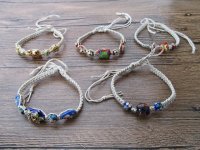 12Pcs Hemp Knitted Bracelet with Cloisonne Beads 27.5cm Long
