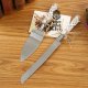 1X Wedding Cake Knife & Serving Set - Burlap Handle Gift Boxed