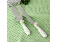 1X Wedding Cake Knife & Serving Set - Rose Flower Love Gift Boxe