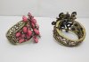 6Pcs Flower Bangles Bracelets with Rhinestone Mixed Color
