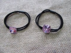1Pc Pink Crystal Rhinestone Elastic Hair Ties Bands Scrunchies