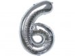 6Pcs Silver Numbers 6 Air-Filled Foil Balloons Party Decor