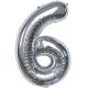 6Pcs Silver Numbers 6 Air-Filled Foil Balloons Party Decor