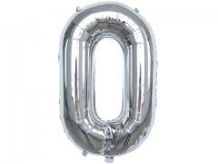6Pcs Silver Numbers 0 Air-Filled Foil Balloons Party Decor